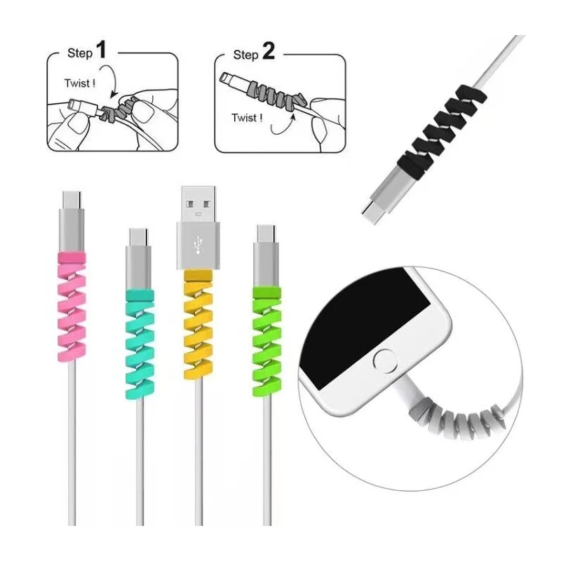 10pcs Cable Protector Silicone Charging Cable USB Protection Sleeve Rope Winding Machine Wire Clamp Spiral Winding Accessorie