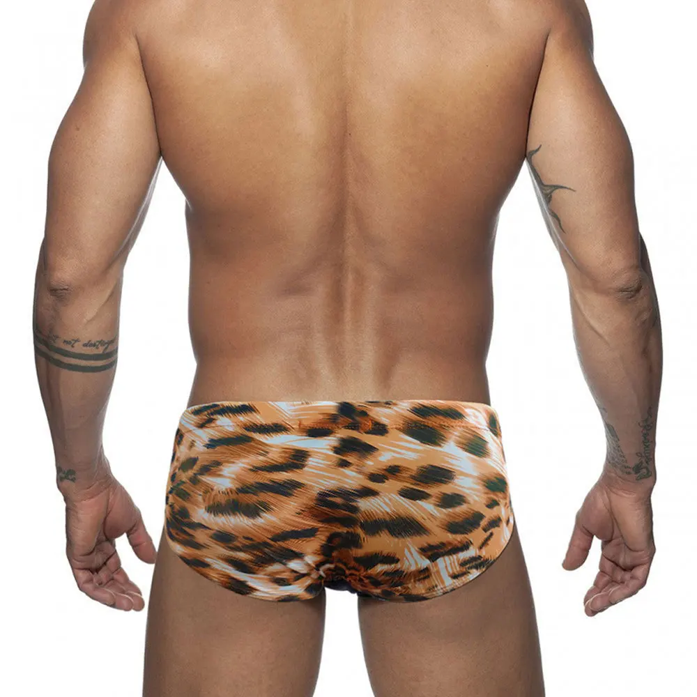 Sexy Tiger Striped Men's swimming trunks, Quick drying Low rise printed Briefs, Animal Striped Series, Beach Men's swimwear