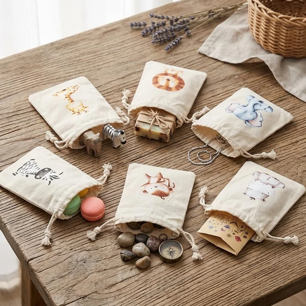 6 sacs cadeaux à cordon avec m - Baby Nursery Jungle Theme avis et prix