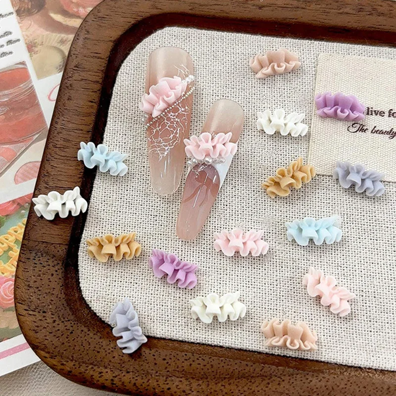 [YU]30PCS 3D French Nail Art Skirt Hemline Charms Accessories Curved Resin Lace For Manicure Nails Decoration Supplies