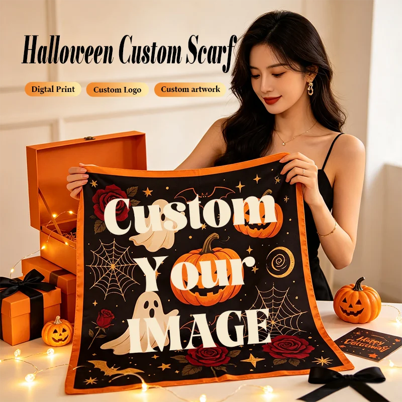 bandana Personalized Print Silk Wool Ribbon Scarf Custom Logo Multifunctional Headband Beach Wrap Women Office Original  luxury