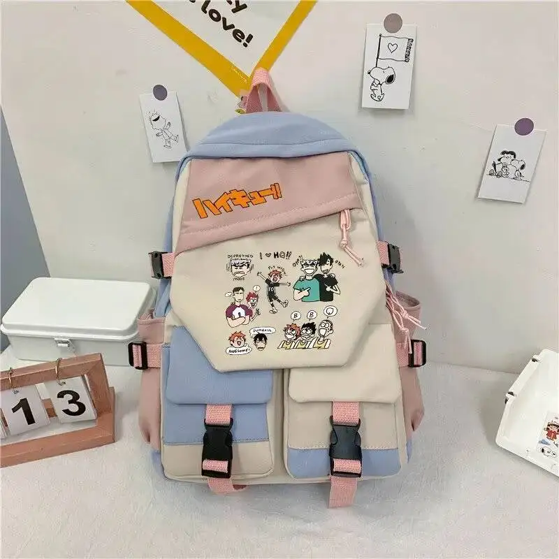 

Anime Game Black Blue Green Red Haikyuu Student Teens School Bags Backpacks
