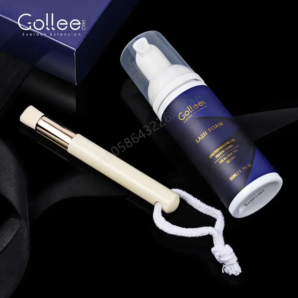 Gollee Clean Eyelash Glue Lash Foam Kit Eyelash Cleaning Foam 50ml/100ml Brush Shampoo Eyelash Extension Cleaning Gentle Makeup