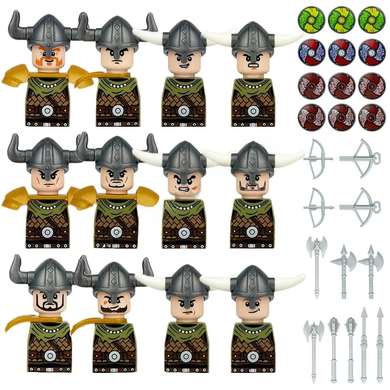 Mittelalterliche Europa-Militärfiguren Bausteine Römische Krieger Soldaten Burg Ritter Königliche Garde König Skelett Legion Bausteine