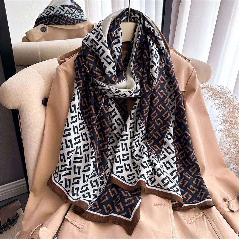 Female Fashion Designer Shawl Women Winter Cotton Linen Scarf Pashmina Bufandas Foulard Warm Hijab Wraps Travel Stoles Headscarf