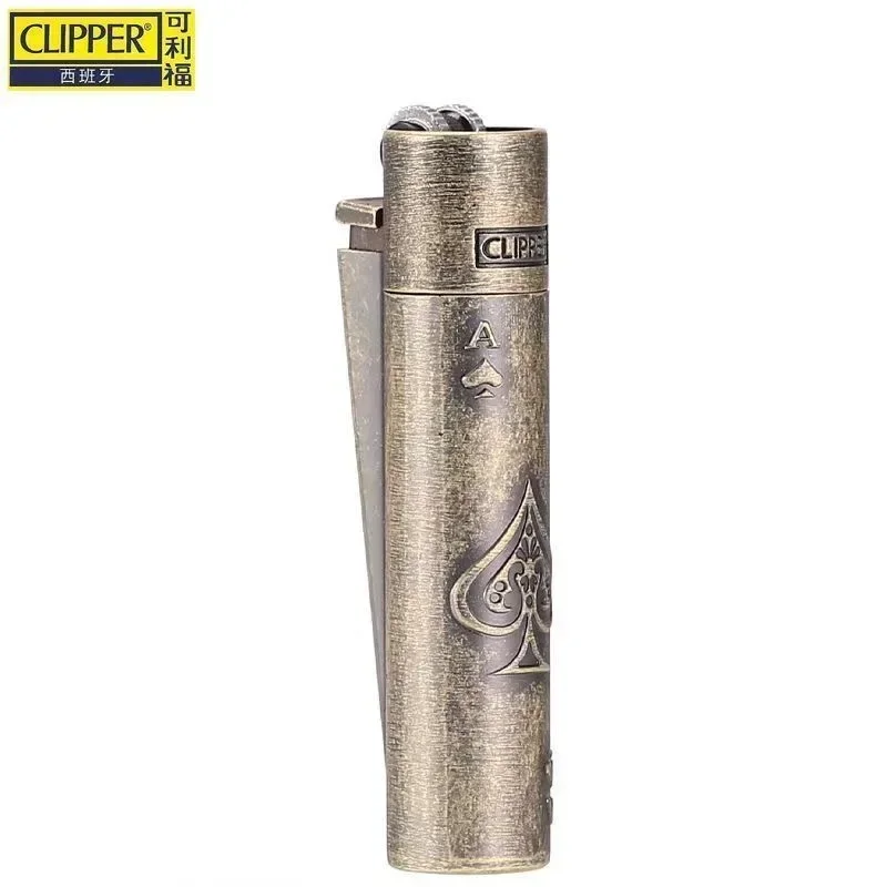 Clipper Spades Fireless Metal Gas Jet Torch Lighter Portable Grinding Wheel Flint Inflatable Men's Gift with Box
