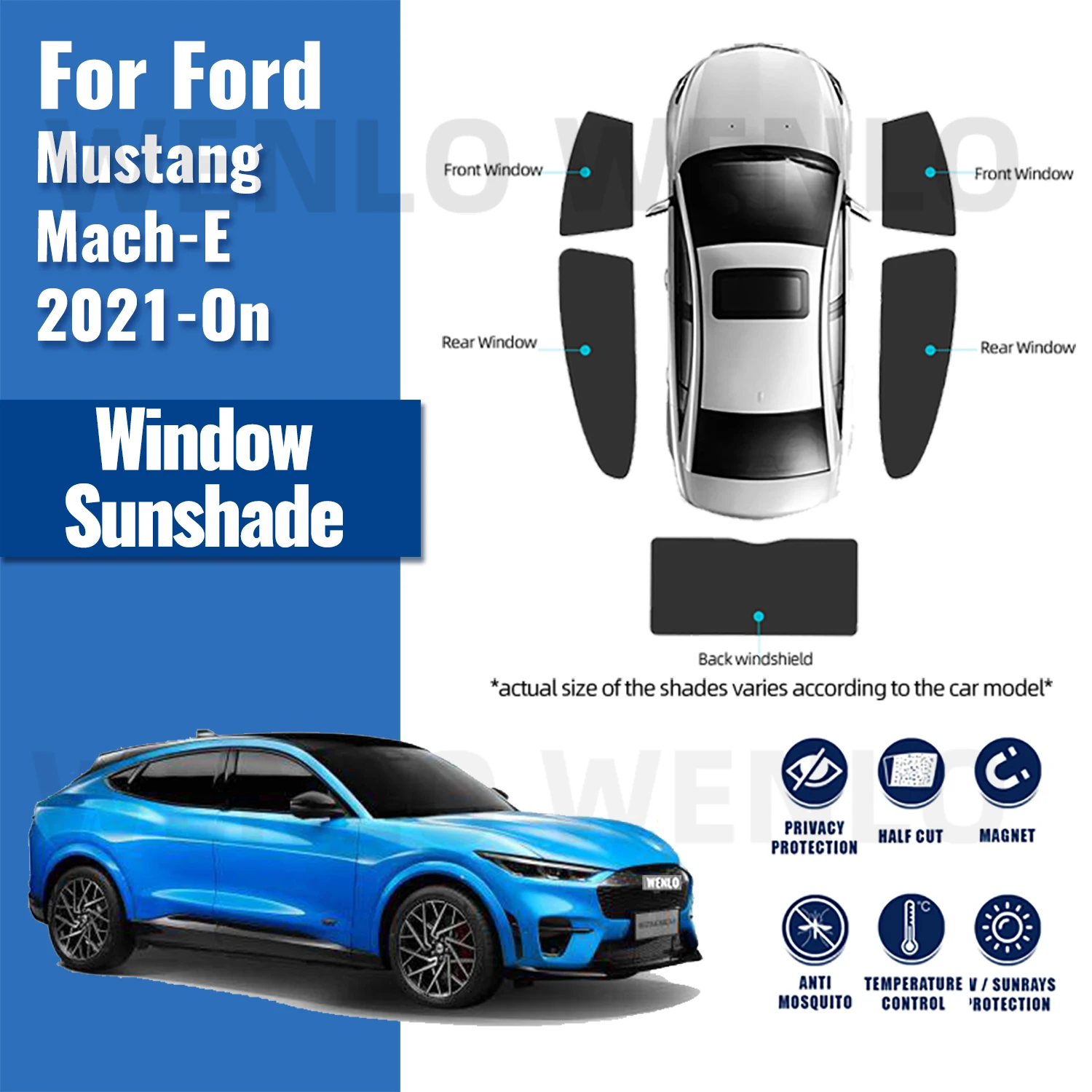 

For Ford Mustang Mach-E 2020 2021 2022 2023 Car Curtain Window Sunshade Covers Magnetic Sun Shade Visor Solar Auto Accessories