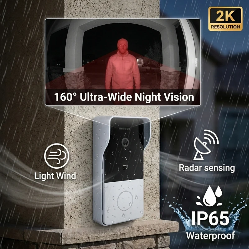 Hiwink Integrated Smart Villa Security Kit 2K Video Door Phone 3D Face ID Smart Lock Aluminum Alloy IP65 Waterproof Intercom Set
