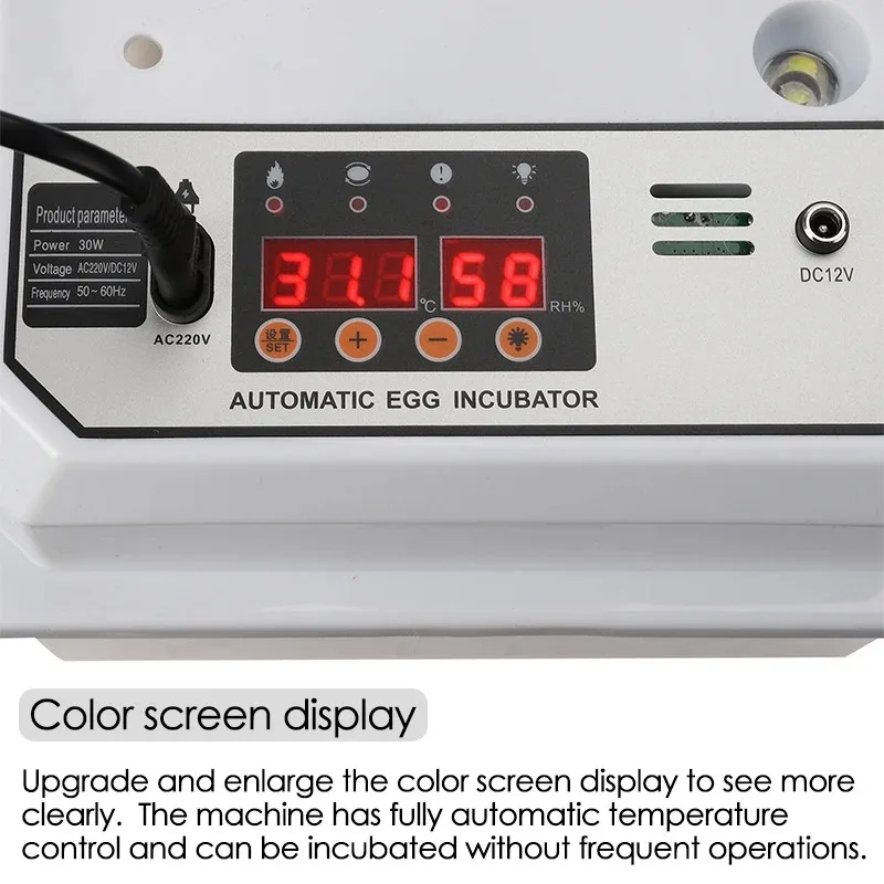16 Eggs Auto Egg Turner Incubator Dual-Electric Portable Hatchery with Temp Humidity Control for Chicken Duck Goose Birds