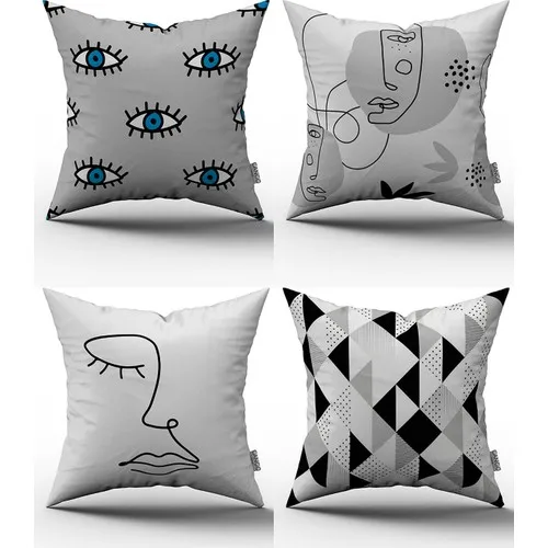 065 Digital Printed Pillow Decorative Blue Eyes Set of 4 Digital Printed Cushions. 43x43 cm. Home, office use and gift.