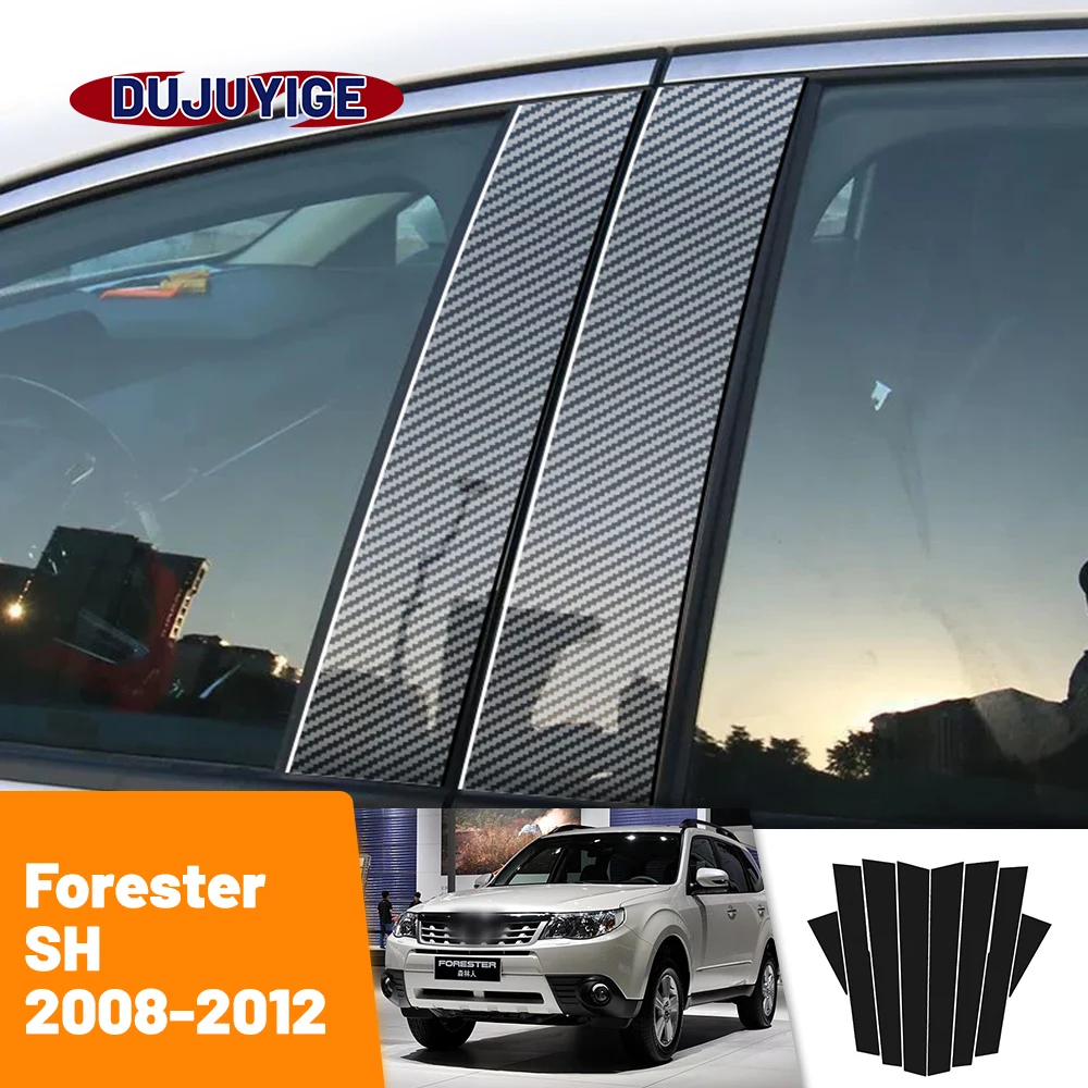 

For Subaru Forester SH MK3 2008-2012 2009 2010 2011 Carbon Fiber Window Door Column Deal B C Pillar Post Cover Trim Sticker