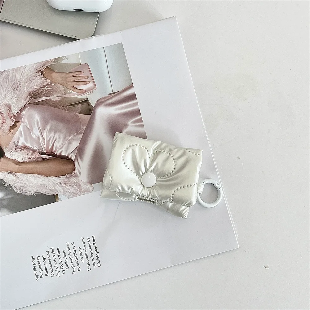Balletcore Heart Earphone Bag Soft Korean Style Bow Headphone Storage Bag PU Leather Silver Bluetooth Headset Earphone Case Kids