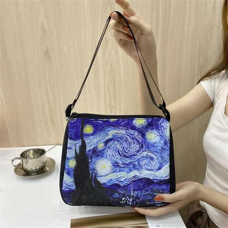 Van Gogh Art Print Shoulder Bag Women Handbag Oil Painting Sunflower Starr Night Crossbody Bags Girl Casual Satchel Gift