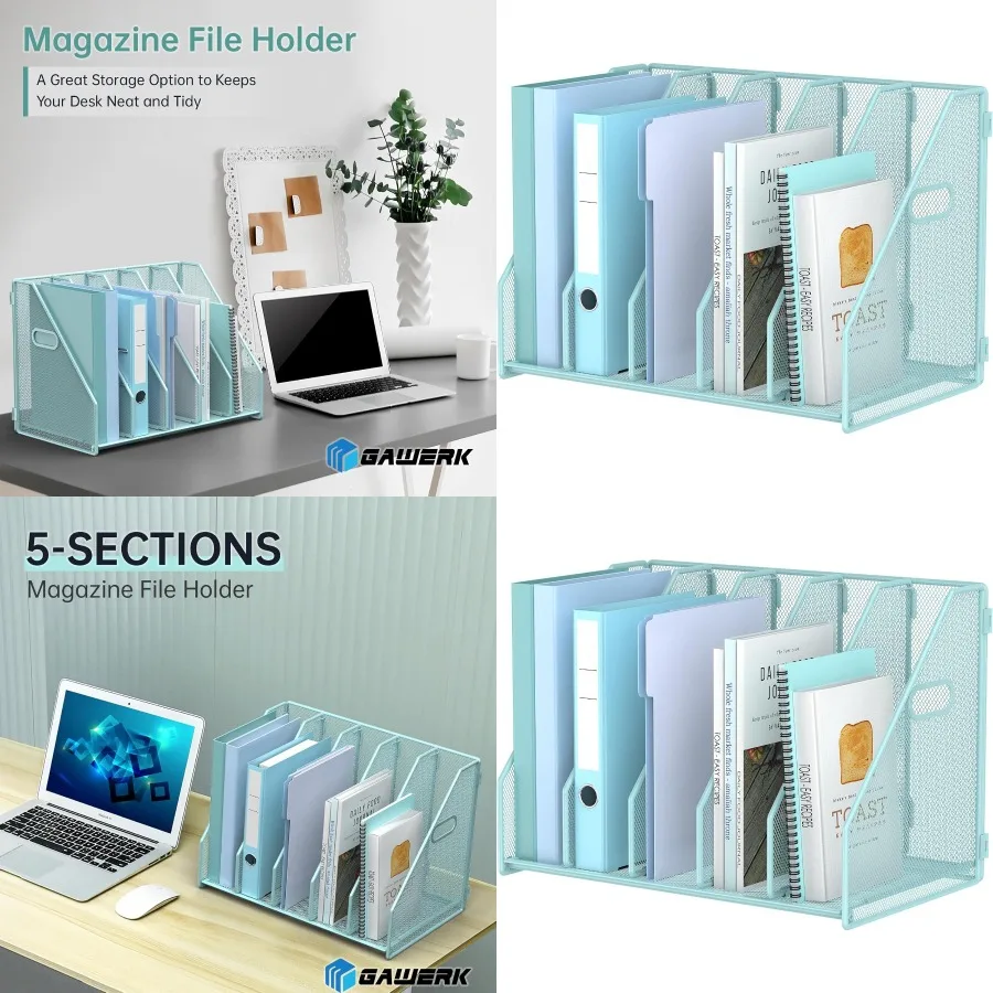 منظم ملفات مكتب معدني مع 5 مقصورات عمودية للاستخدام في المكتب والمنزل والمدرسة رفوف حامل مجلدات فعالة #1