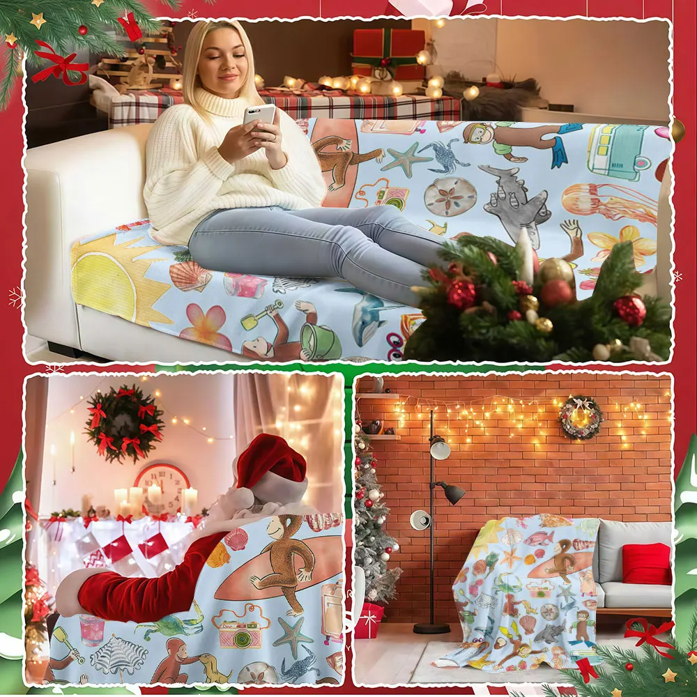 Sunny Escape Winter Summer Flannel Blanket Throw Fleece Soft Fuzzy Plush Cozy Fleece Blankets for Sofa Ideal Gifts