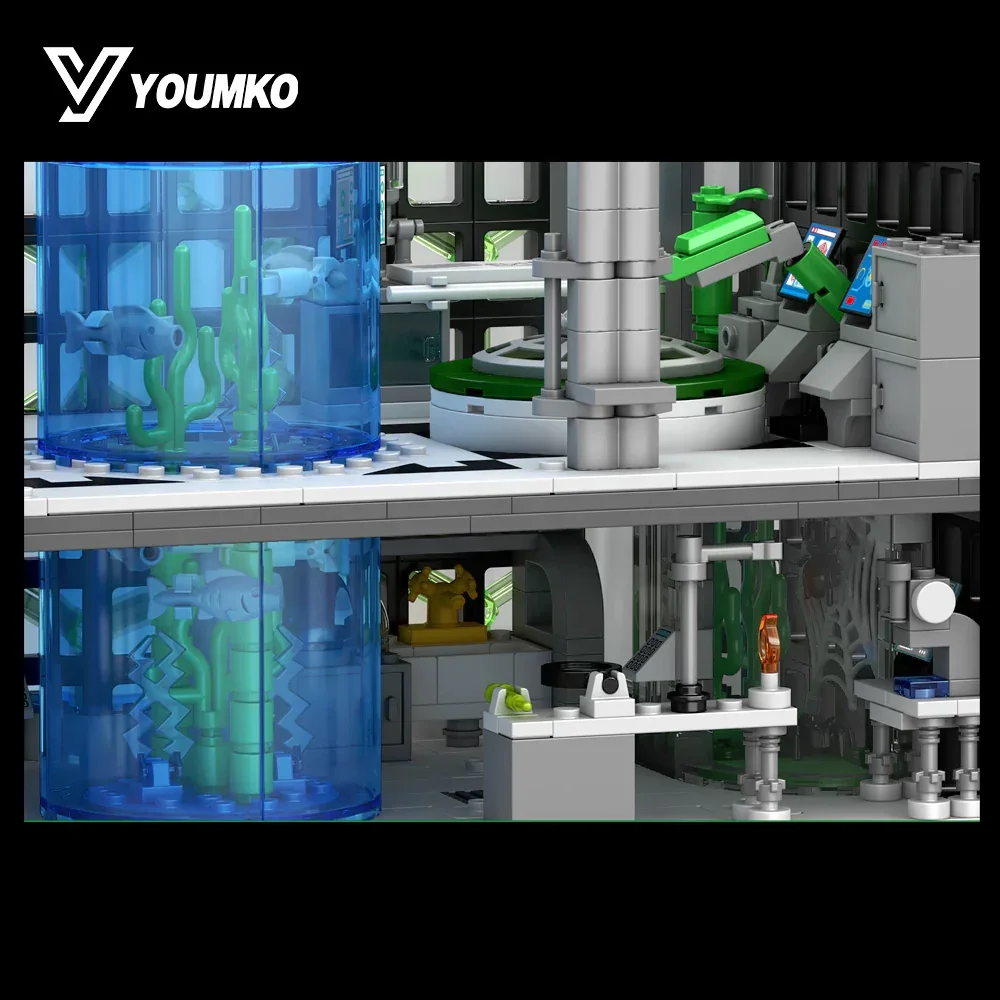 6375 ELEMENTÓW MOC Oscorps House Klocki Konstrukcyjne Filmowa Klasyczna Czarna Wieża Model Architektoniczny ze Światłem Zabawki do Samodzielnego Montażu Prezent dla Dorosłych