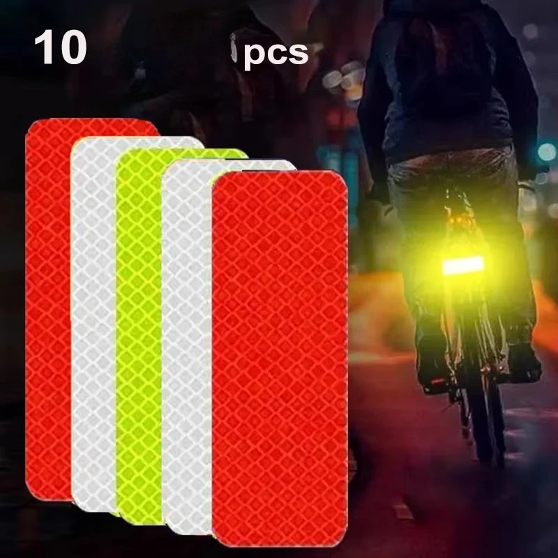 10pcs Bicycle Reflective Stickers Secure 30x80mm Warning Strip Car Motorcyle Night Saftety Mark Bicycle Rim Frame Reflector
