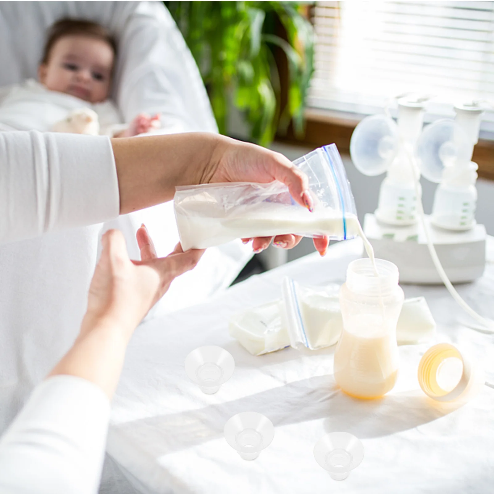 Extractor de leche materna de 5 piezas, convertidor de tamaño de bocina, inserto de brida de 19mm, 17mm para reemplazo de madre