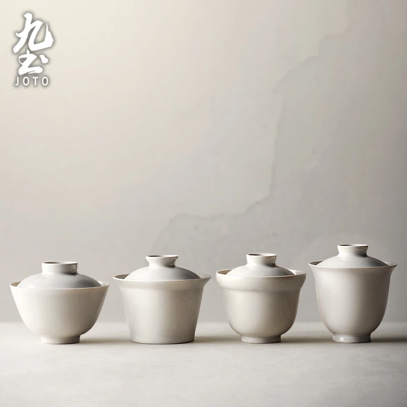 

JOTO Premium Quality Materials Handcrafted Japanese Elegant Gaiwan with Natural Ash Glaze GWR0029