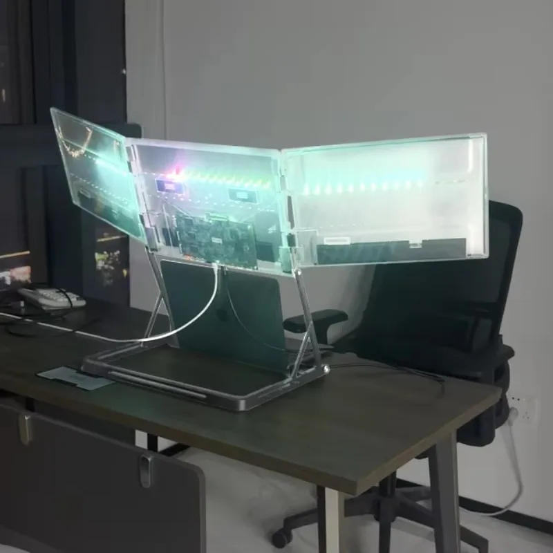 

2026 New Triple Screen Monitor 15.6'' FHD IPS Ultra-Thin Monitor 3 For + Type-C Ports 100% SRGB Built-in Speaker Plug Portable