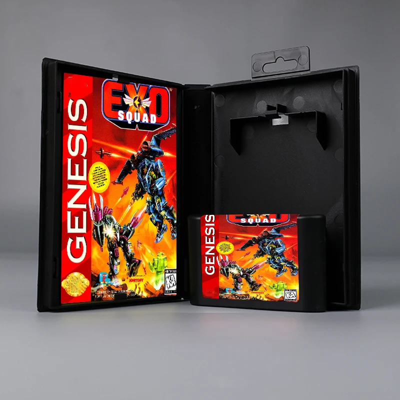 Exo Squad USA or EUR cover 16bit MD game card with box with manual for Sega Genesis Megadrive console