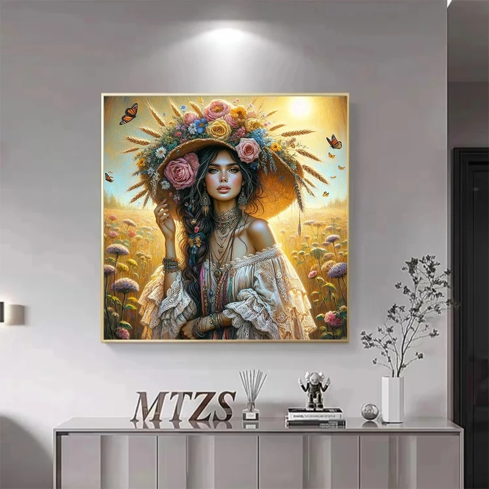

5D DIY New Diamond Painting Art Bohemian Style Women's Cross Embroidery Set Diamond Mosaic Embroidery Home Decoration Gift
