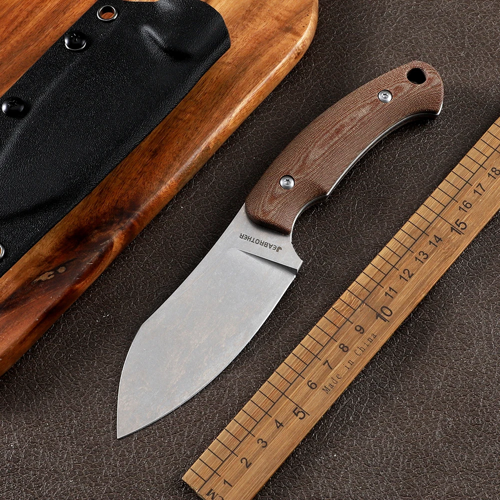 Outdoor camping multifunctional fixed DC53 blade linen handle EDC tool hunting self-defense tactical survival straight knife