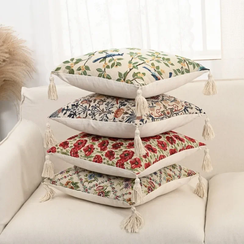 

Ретро Европейский Стиль Хлопковая Льняная Цветочная Подушка Наволочка Гостиная Диван Спинка Высокоточный Жаккардовый Чехол Для Подушки