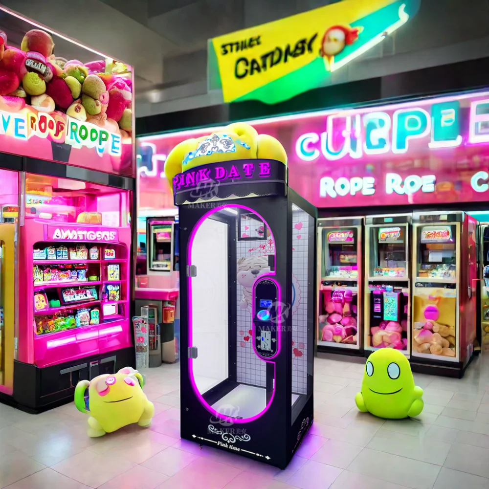 New Arrivals Coin Operated Pink Date Cut Gift Game Machine Toy Crane Prize scissors doll Machine with bill acceptor