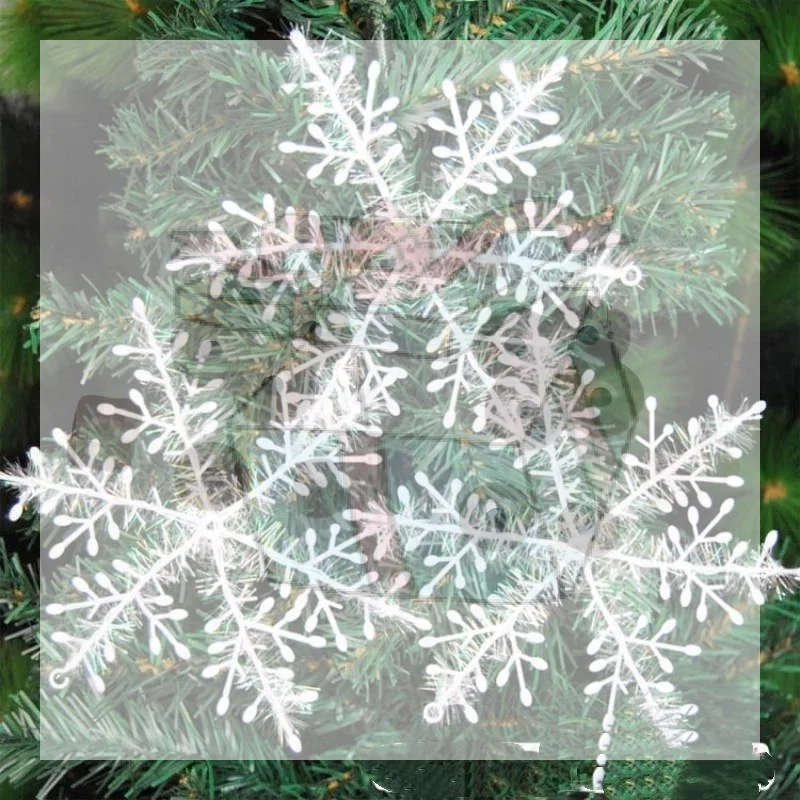 【CC】White Christmas Snowflake Ornaments Sparkly Glitter Easy Hanging Holes For Xmas Tree Holiday Party Home Decor