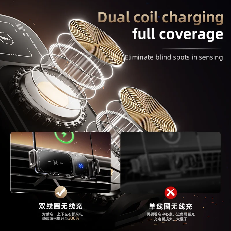 Dual Coil Fold Screen Touch Rotation Car Phone Holder Mount Car Wireless Charger For Samsung Galaxy Z Fold 3 2 Flip 6 54 iPhone