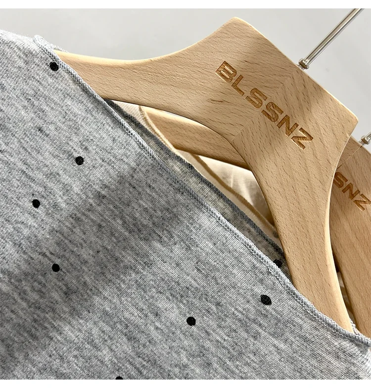 2026 Sommer Dünnes Schicht-Unterhemd Lässiges Allround-Oberteil Damen T-Shirt Aprikotfarben Gepunktet Ein-Schulter Langarm-Shirt – Detail 12