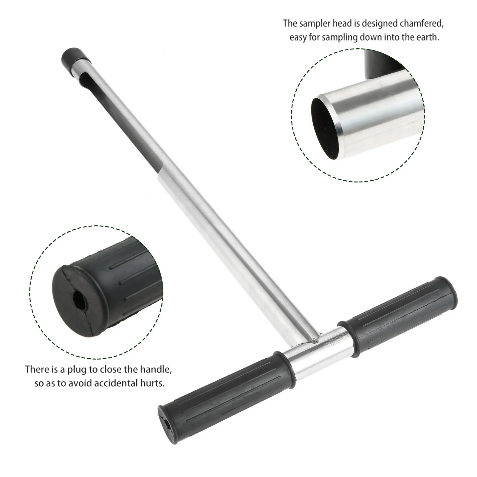 

Stainless Steel Garden Probe Soil Sampler T-Handle Detection Sampling Outdoor Tubular Golf Course Turf Lawn Maintenance Tool