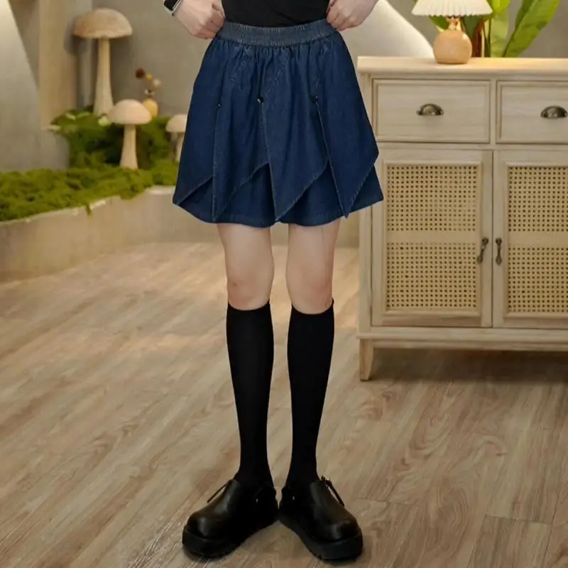 Denim shorts Retro damesontwerpgeoriënteerde veelzijdige heupverbergende mode afslankshorts