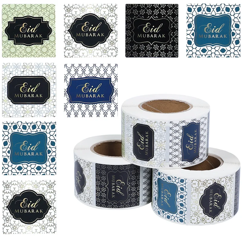 500pcs/roll EID Mubarak Stickers Ramadan Kareem Gifts Packaging Seal Stickers Islam Muslim Ramadan Decor For Home EID Gift Label