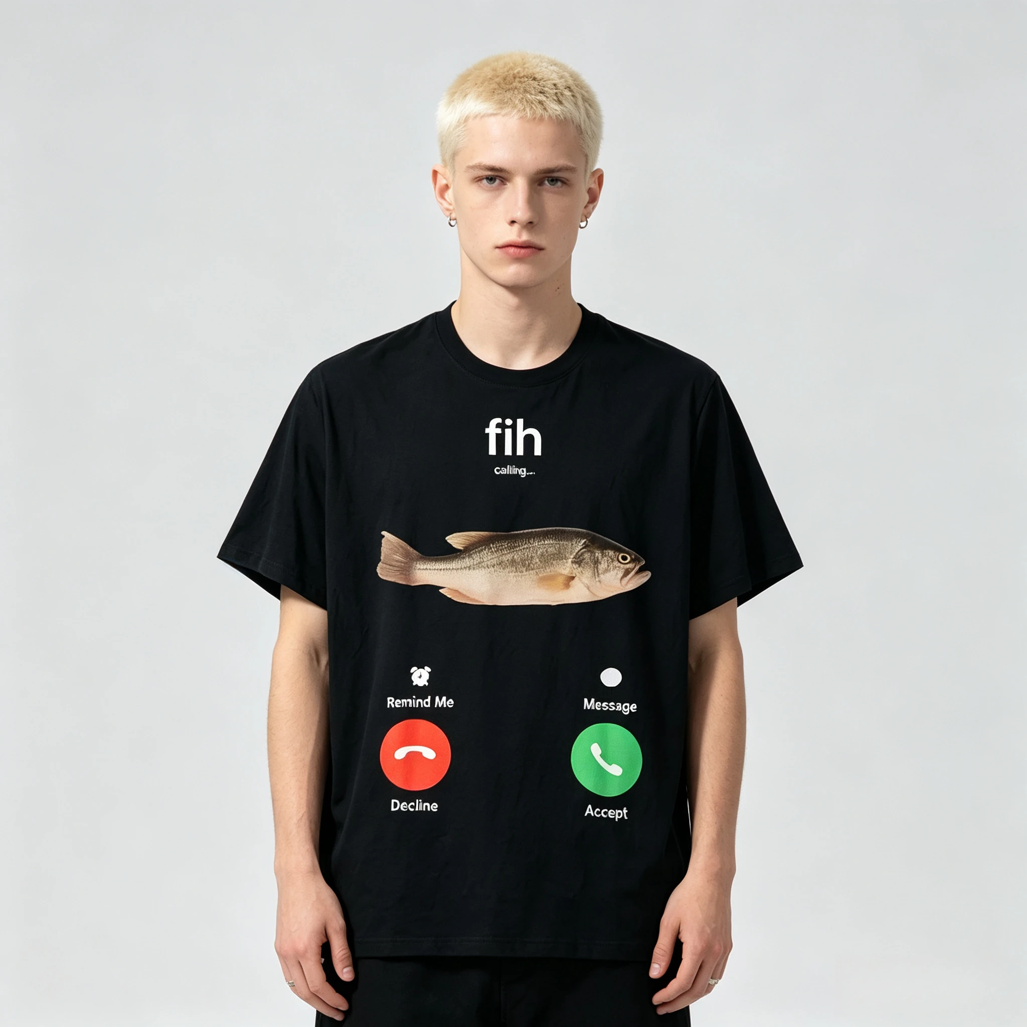 2026 Summer Fih Calling Remind Me Message Decline Accept Phone Call Fish T-Shirt Funny Fishman Graphic Outfit Short Sleeve Y2k
