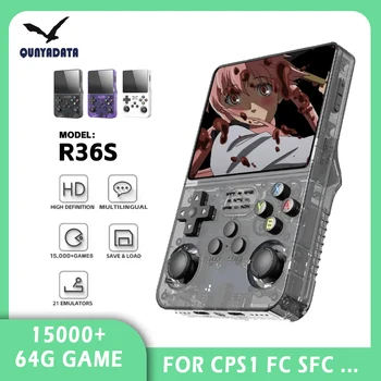 New R36S Retro Handheld Video Game Console 3.5 inch IPS Screen Linux System Portable Handheld Video Game Player 64GB 15000 Games