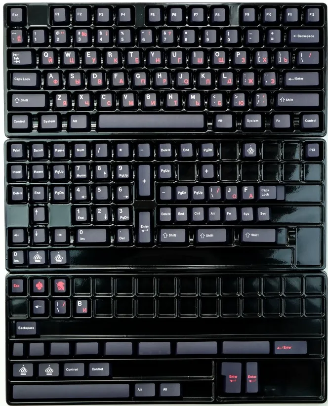 1 Set GMK WOB Red Cyrillic Keycaps PBT Dye Subbed Keycap Black Red