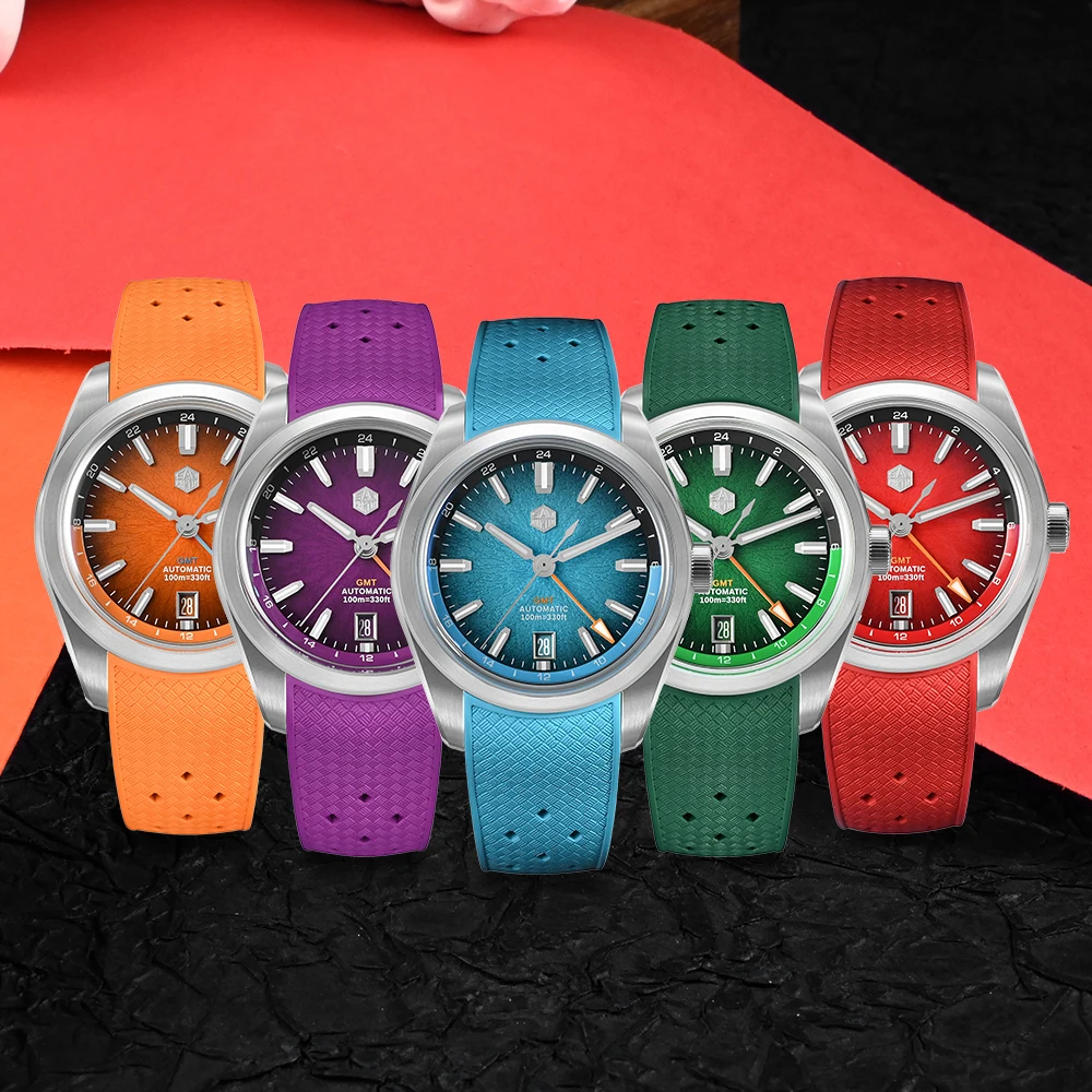 San Martin 39mm GMT Miyota 9075 Luxury Watch Jianzhan Automatic Mechanical Watches for men With Sapphire Waterproof 10Bar SN0144