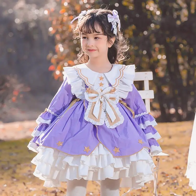 

Autumn Spring Spanish Lolita Princess Ball Gown Birthday Baptism Party Children Boutique Dresses For Girls A1122