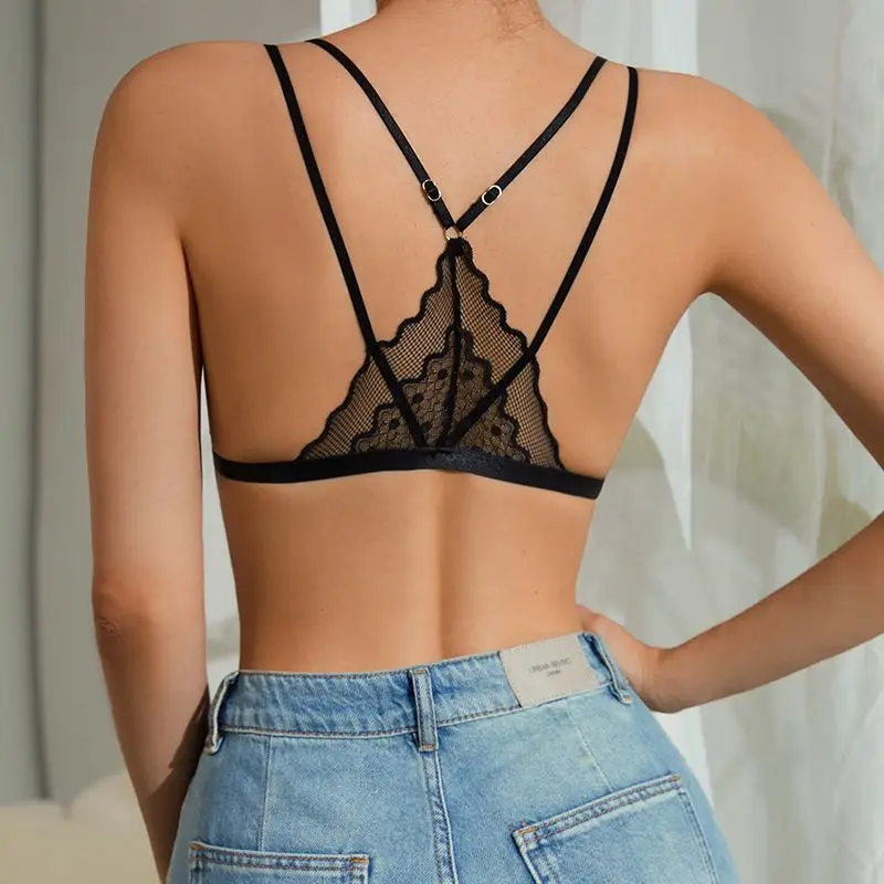 Front Closure Women sexy underwear mesh See Through Lace lingerie Bra Black women underwear S-XL Sexy Push Up Bralette