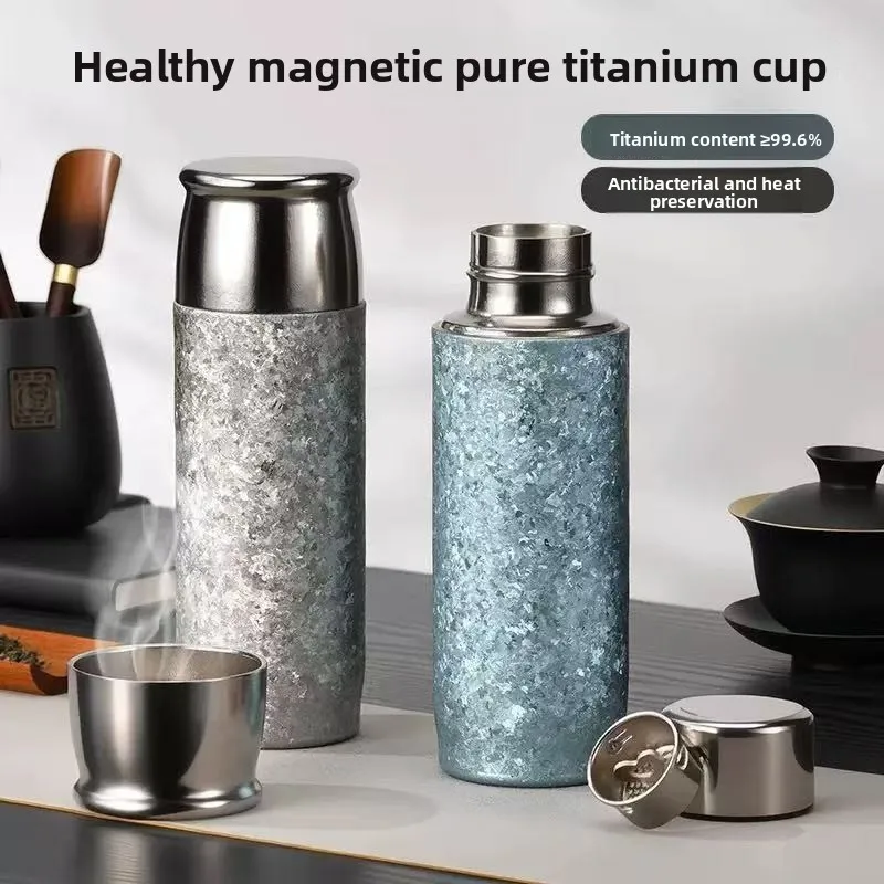Pure titanium magnetic cover thermos cup health tea separation stuffy teacup light luxury