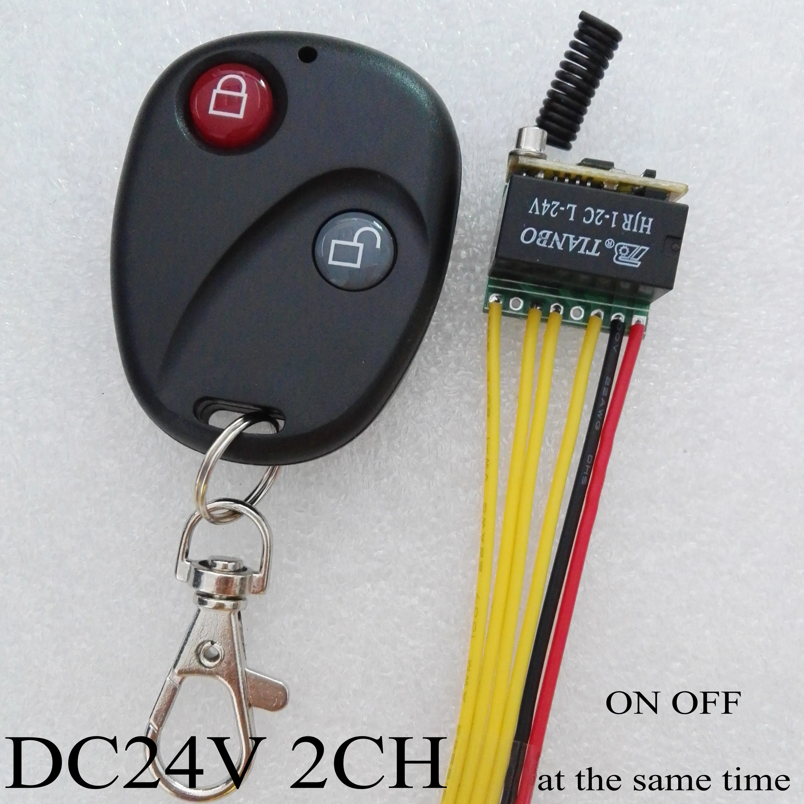 DC 24V Relay Contact Remote Switch 2CH ON OFF at the same time NO COM NC DPDT RF Wireless Remote Switch 2A Micro Mini Size RX TX