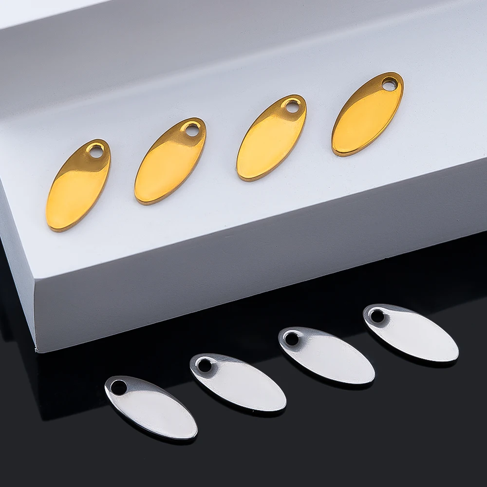 20pcs Gold Color Stainless Steel Customized Pet Tag Oval Pendants DIY Necklace Bracelet Earing Jewelry Making view 5