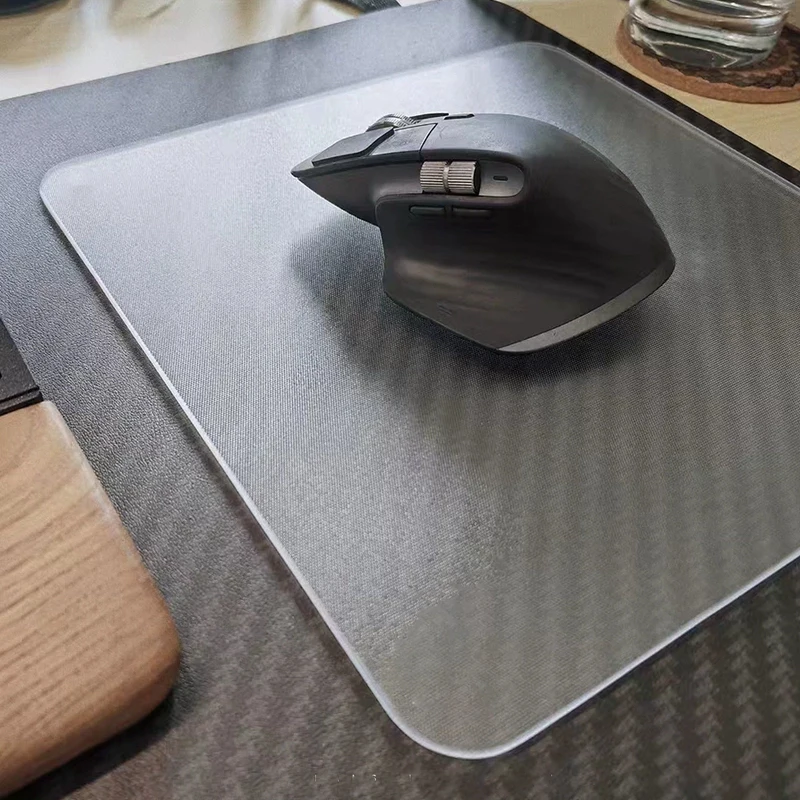 Tapis de souris en verre photovoltaïque dur et lisse transparent - Tapis de bureau à surface trempée transparente XXL pour les jeux FPS et les sports
