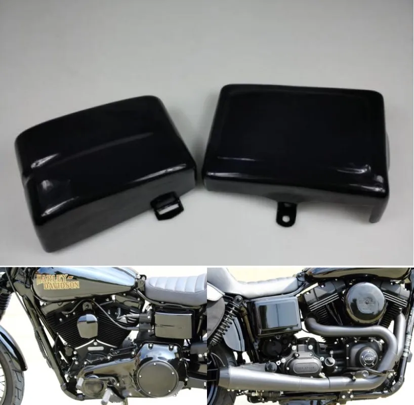 

Battery Panel Side Covers For Harley Davidson Dyna Low Rider Fat Street Bob Super Wide Glide 2006-2017 06-17 Glossy /Matte Black