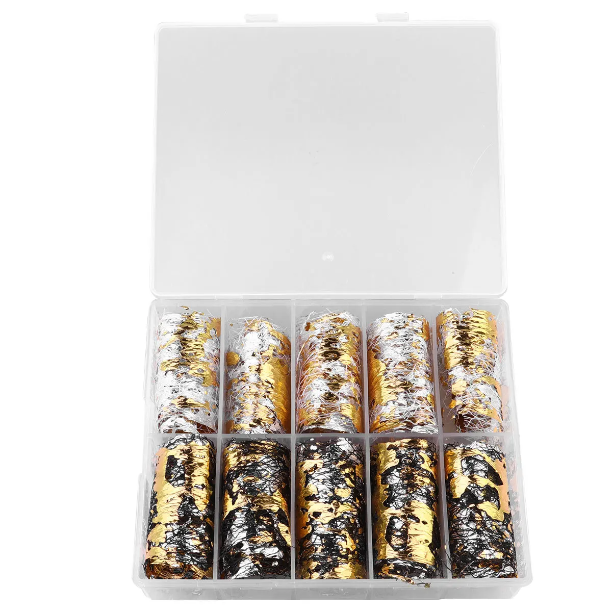 Pegatinas de malla de lámina dorada y plateada para uñas, calcomanía artística para manicura, mano de obra fina, aspecto atractivo, fácil de aplicar, uso profesional en el hogar