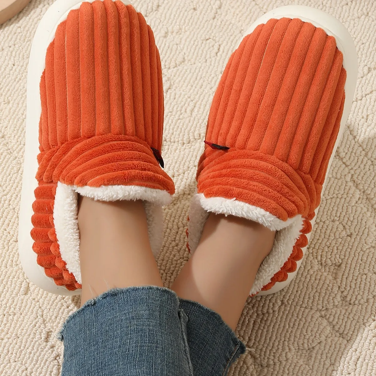 Kidmi Plush Fur Slippers For Women Men Winter New Outdoor Fluffy Warm Cotton Boots For Indoor Home Fashion Fur Cozy Furry Shoes