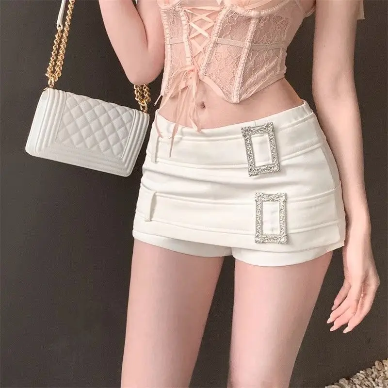 

White Hot Girl Double-Layer Waist Button High Waist Slim Skirt For Women In Summer New Style Slim Hip-Packing Short Skirt