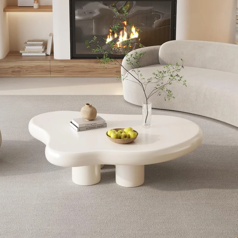 Cloud  Table with 18.89-Inch Legs, Lovely Table, White Modern Table, Freeform Coffee Table with 4 Legs